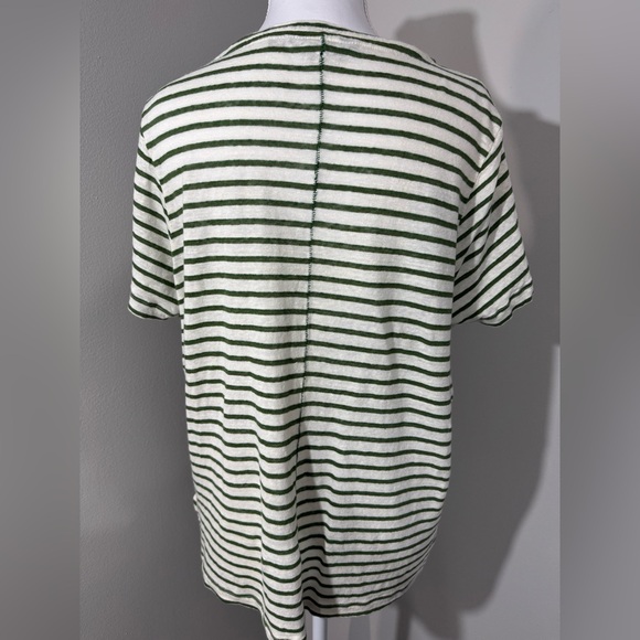 Vineyard Vines‎ Green & Cream Linen Striped Tee Size L - Picture 3 of 5